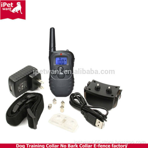 Rechargeable Dog Training Shock and Bark Collar with 100lv Shock and Vibration Mode and Blue LCD Backlight